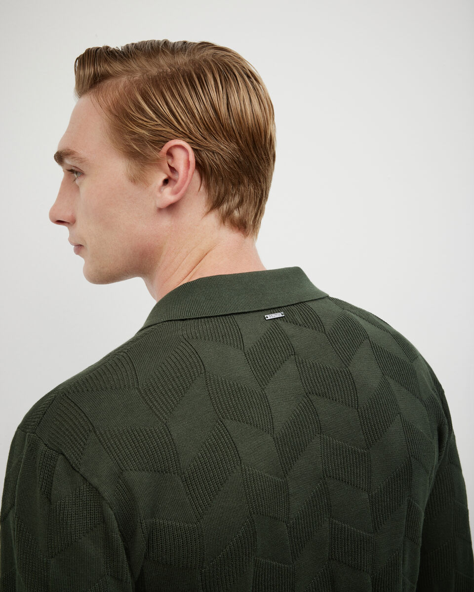 Herringbone Long Sleeve Trophy Knit, Khaki, hi-res